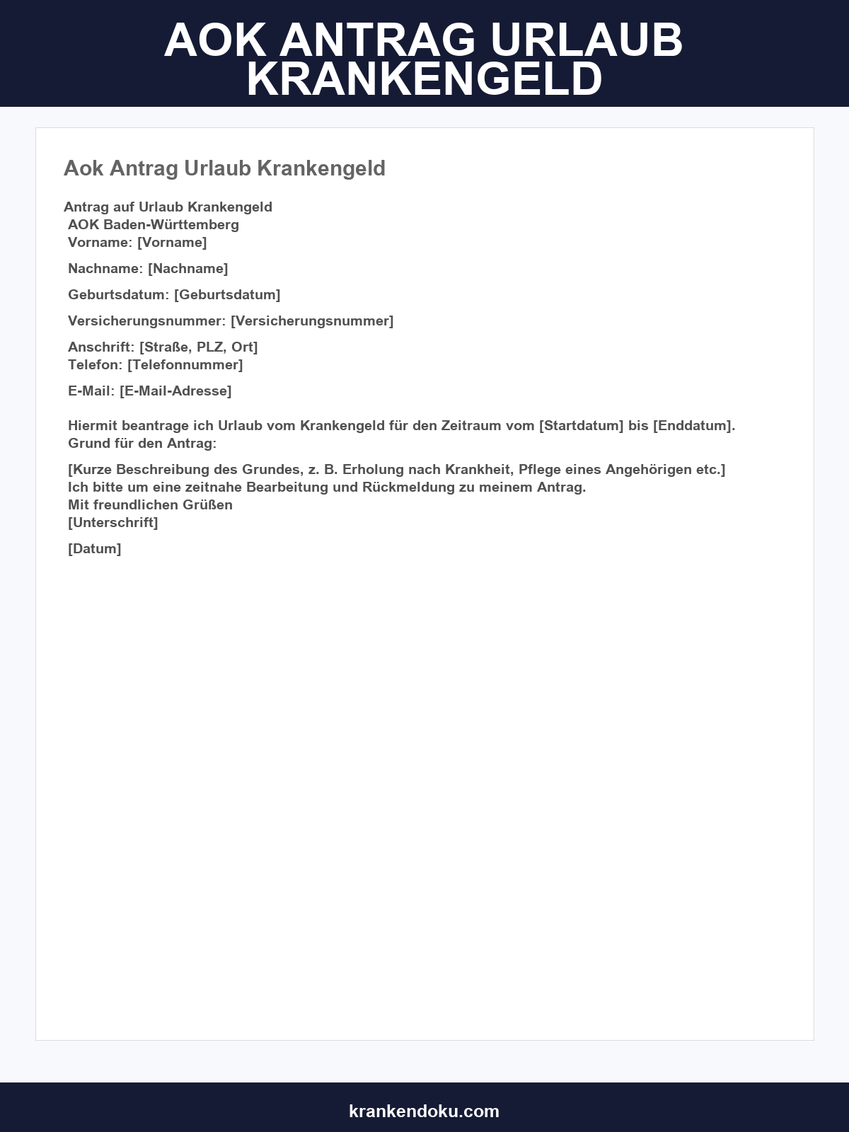 Aok Antrag Urlaub Krankengeld