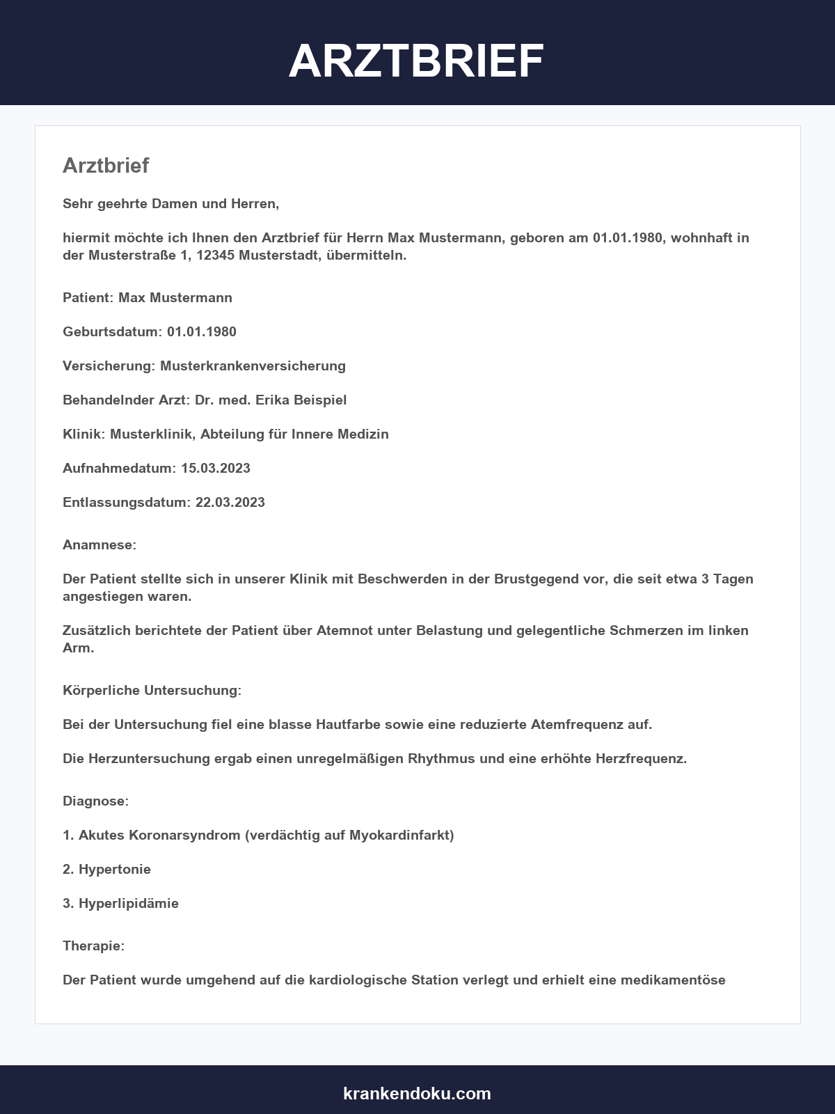 Arztbrief Vorlage