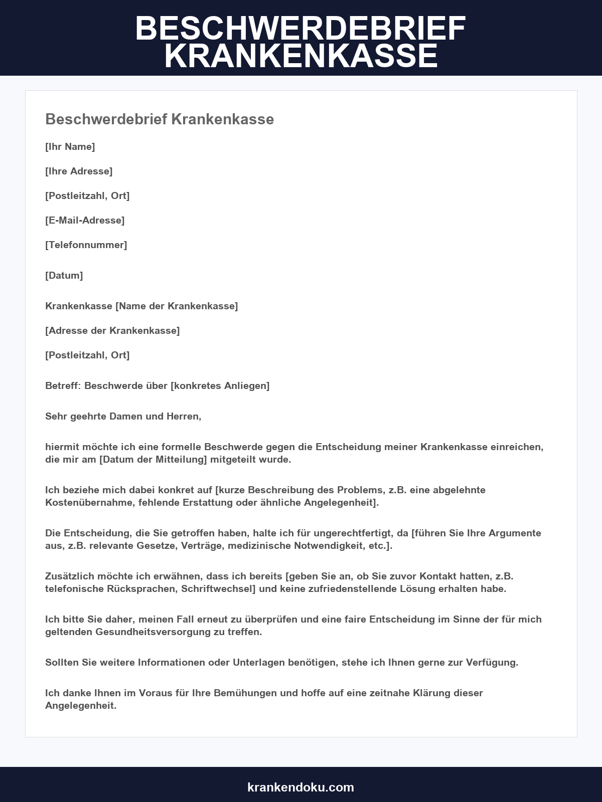 Beschwerdebrief Krankenkasse Muster