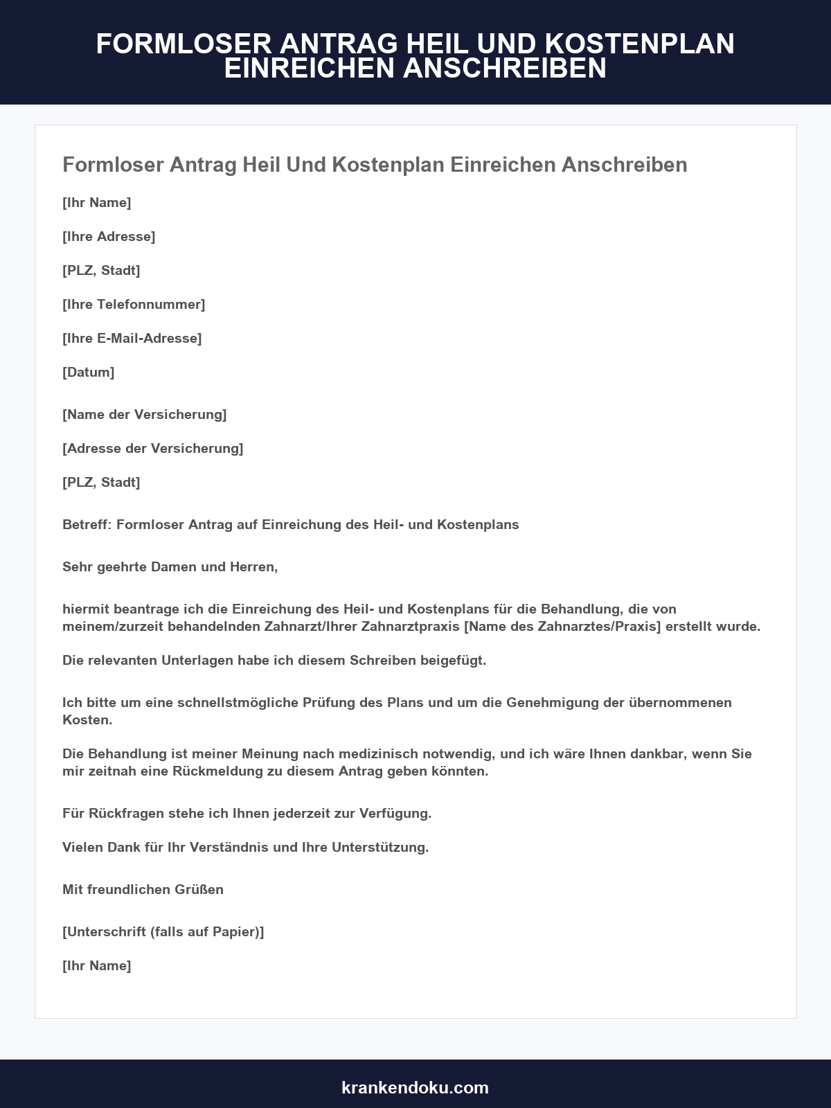 Formloser Antrag Heil- Und Kostenplan Einreichen Anschreiben Muster