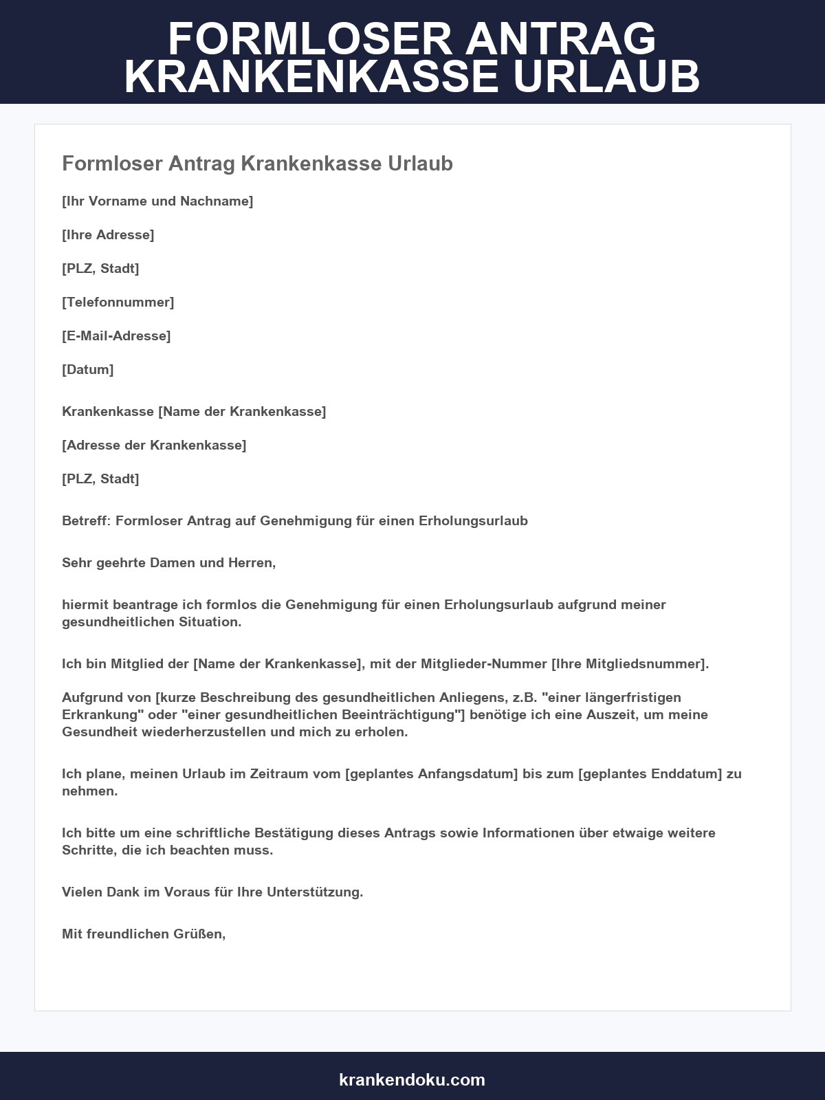 Formloser Antrag Krankenkasse Urlaub
