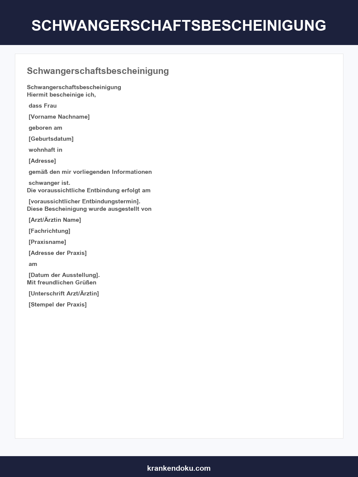 Schwangerschaftsbescheinigung Muster