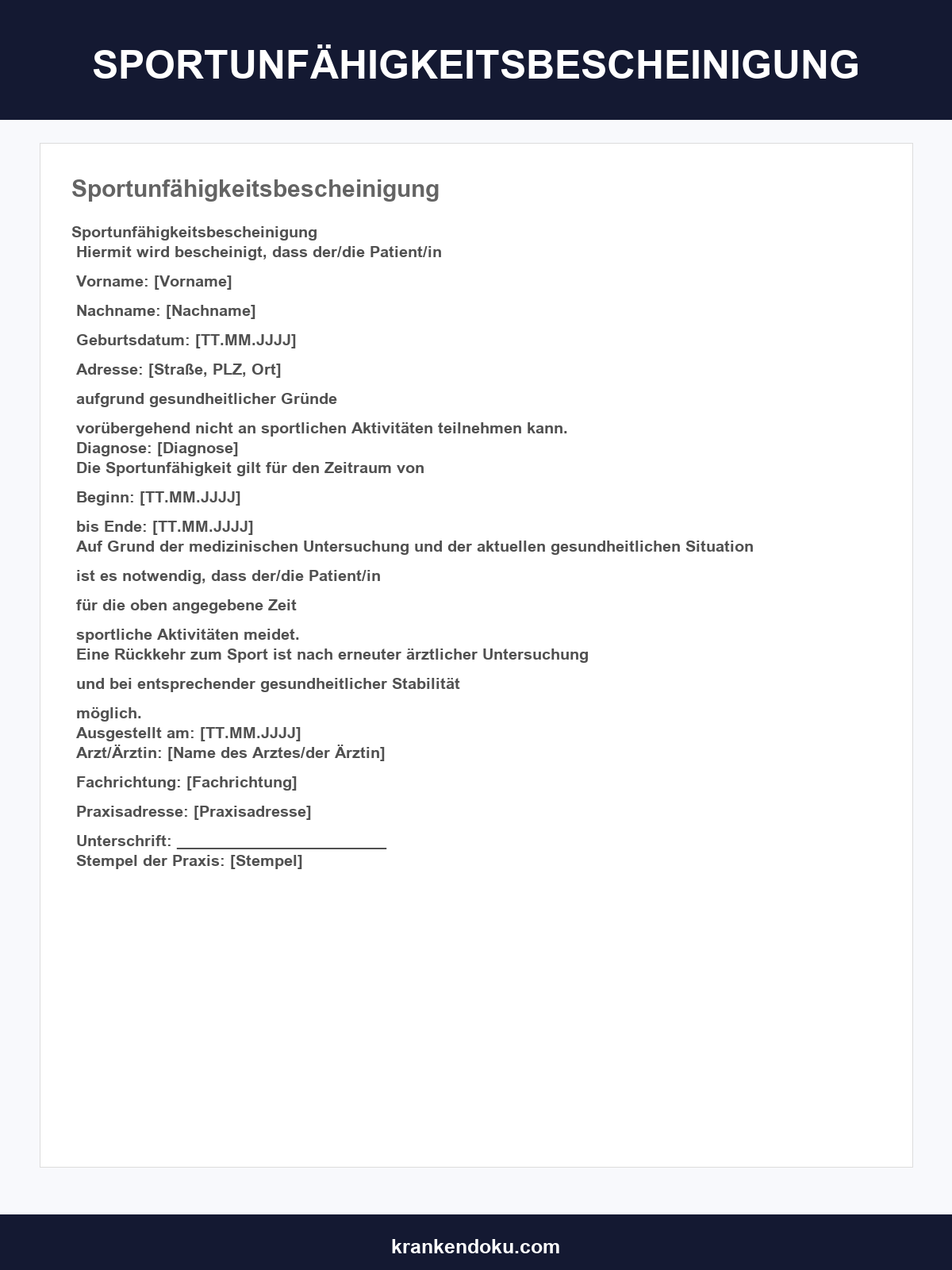Sportunfähigkeitsbescheinigung