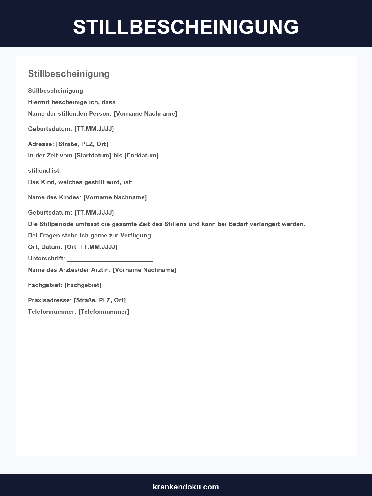 Stillbescheinigung Vorlage