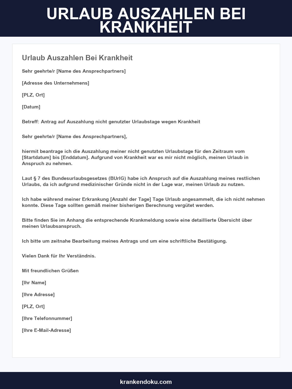 Urlaub Auszahlen Bei Krankheit Muster